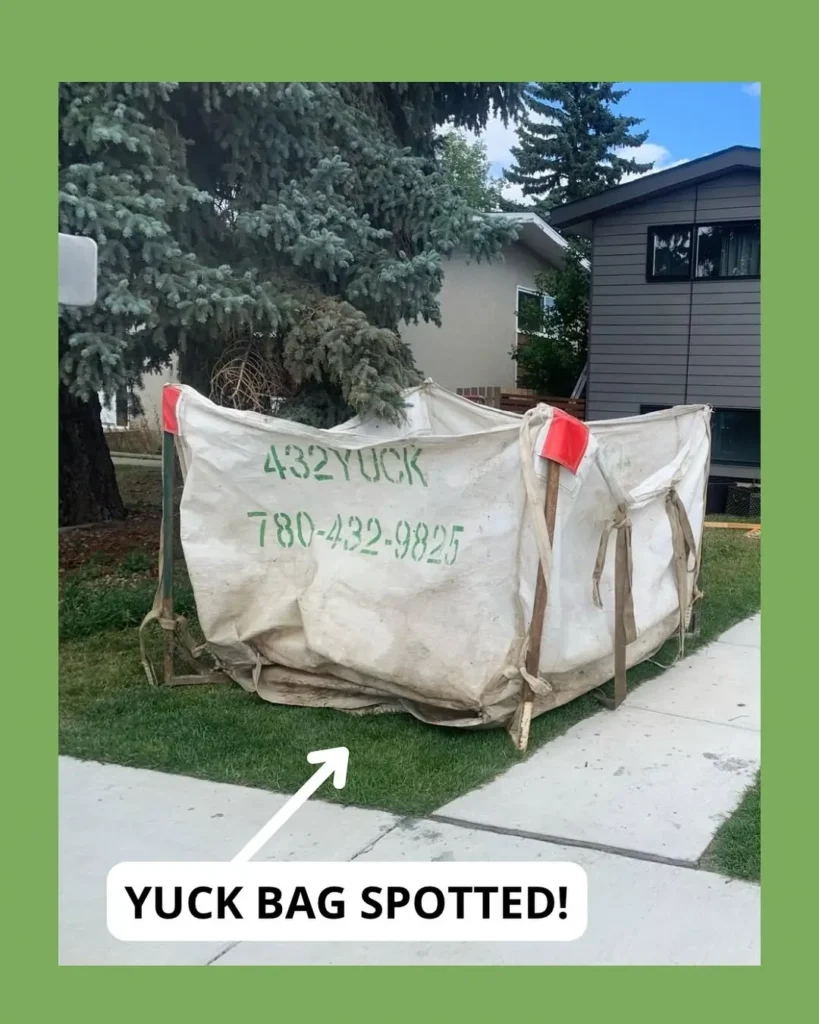 Current image: YUCK Bag filled with construction debris from a home renovation project in Edmonton